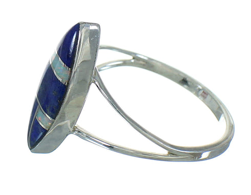 Lapis Opal And Sterling Silver Southwest Ring Size 6-3/4 YX81776